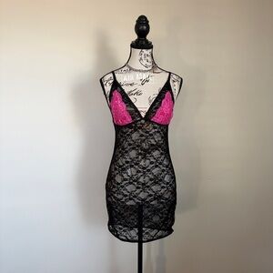 black lace reversible chemise lace slip | y2k, 90’s